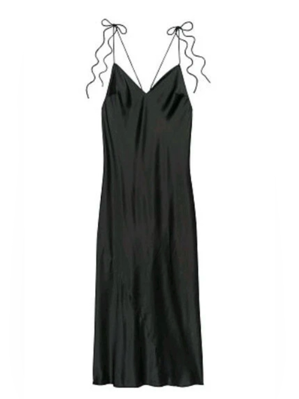 Victoria's Secret Satin Midi Slip Dress with Tie Straps Color Black